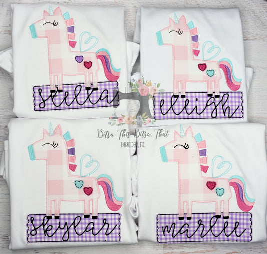 Unicorn Valentine Applique