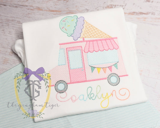 Ice-Cream Truck Sketch Embroidery