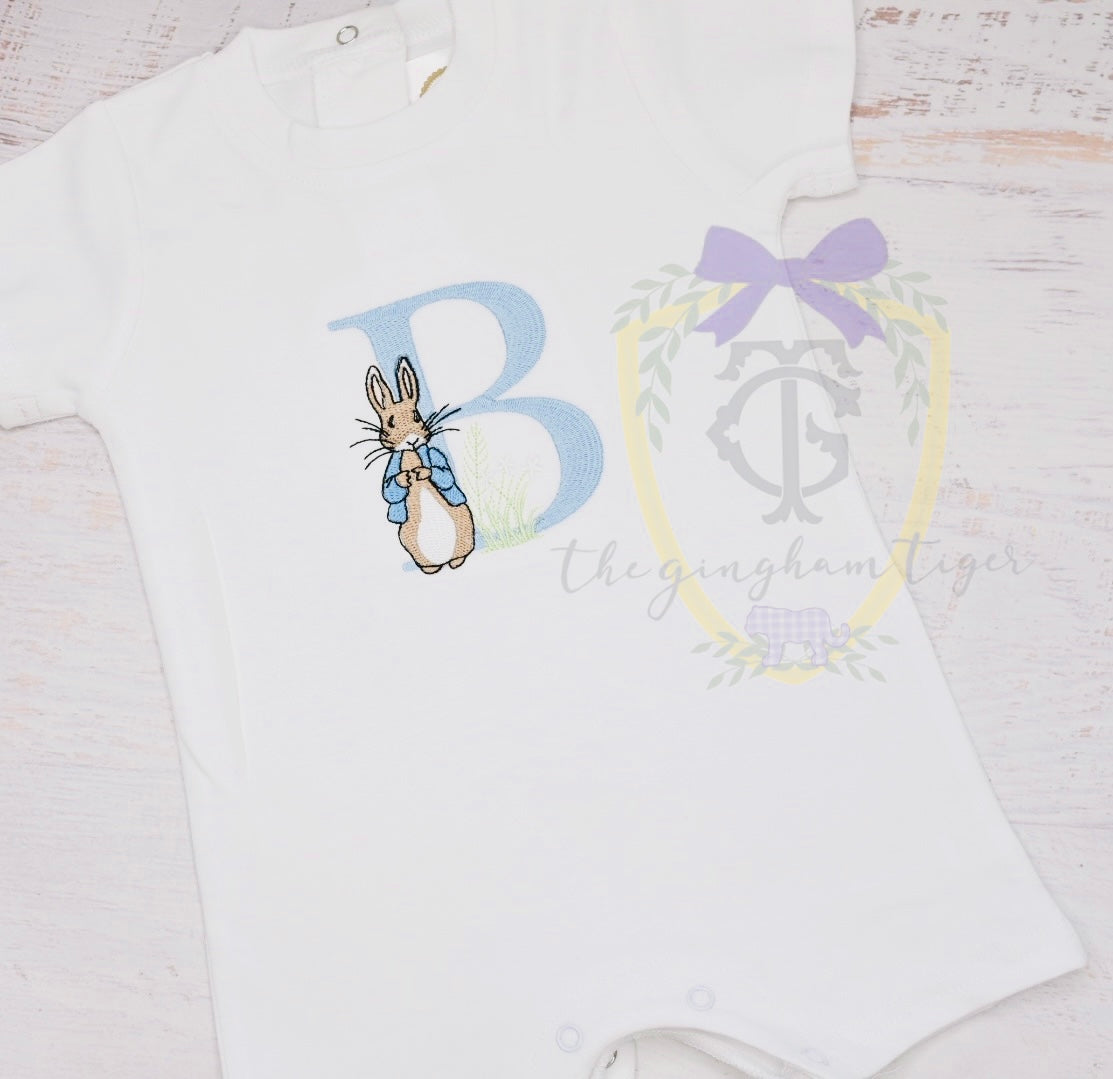 Pete Rabbit Embroidery Tee or Romper