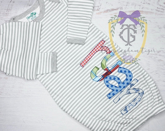 Infant Gown Name Applique - Boy