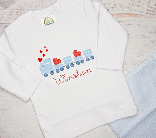 Valentine Train embroidered tee