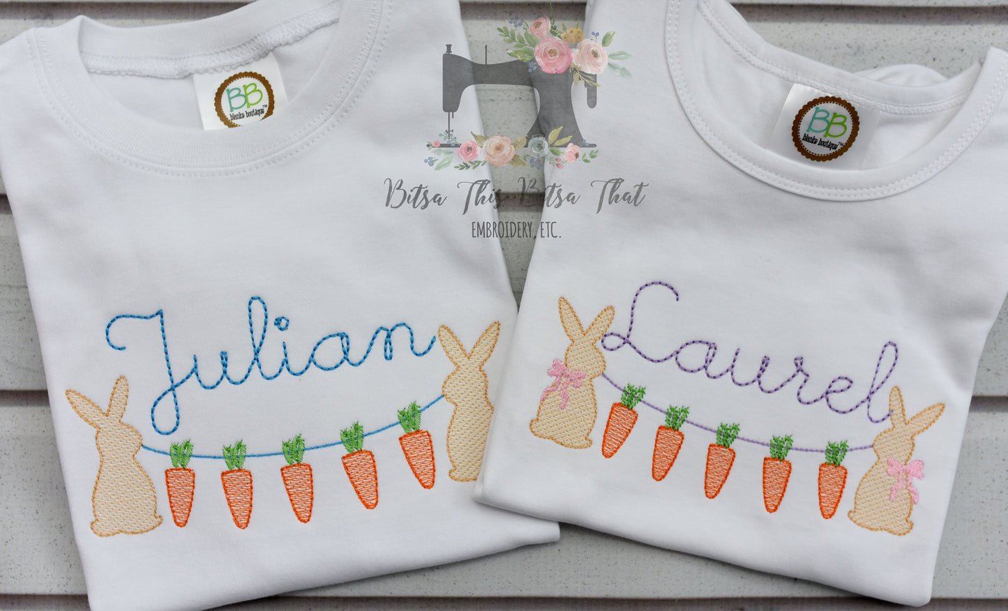 Sketch Bunny Banner Embroidery Tee