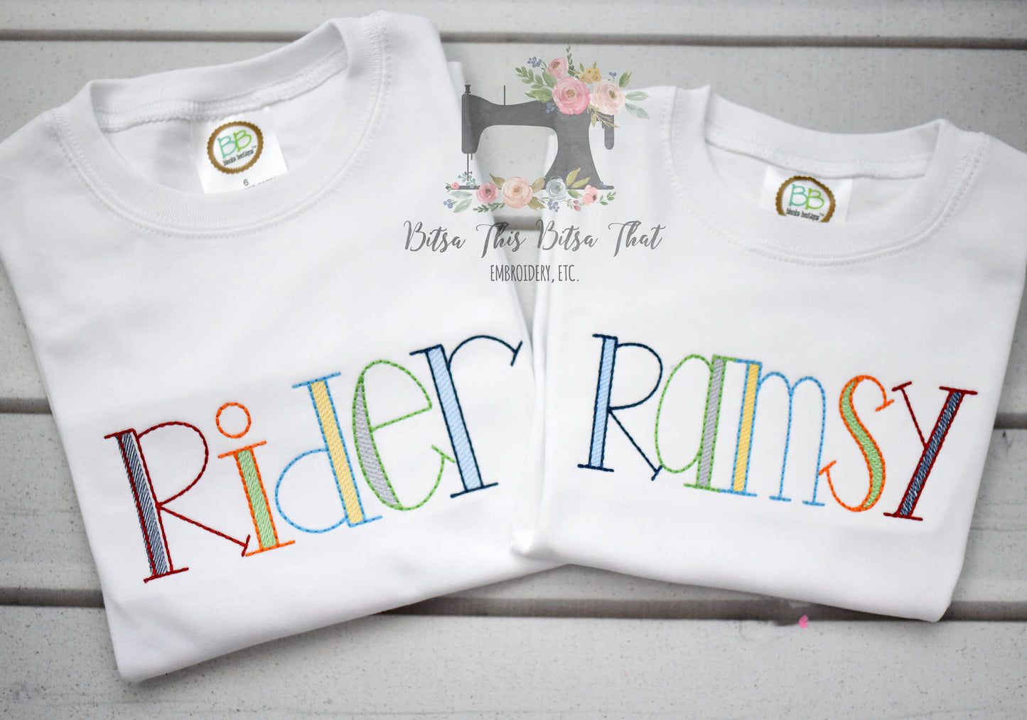 Boys Embroidered Name Tee or Romper