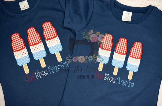 Bomb-pop Popsicle Trio Applique