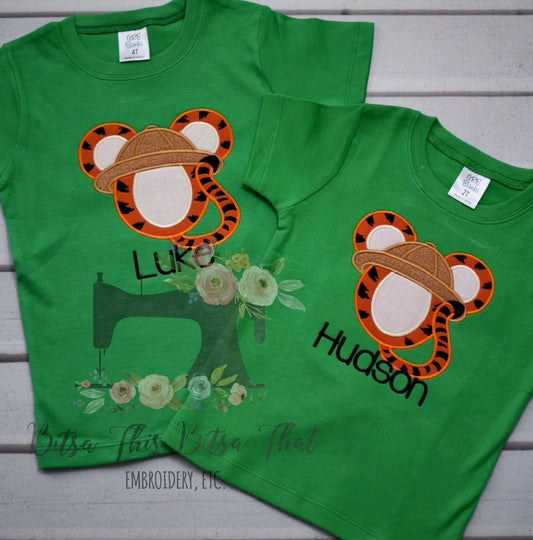 Safari Tiger Mouse Applique Tee