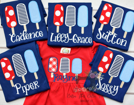 Patriotic Popsicle Trio Applique