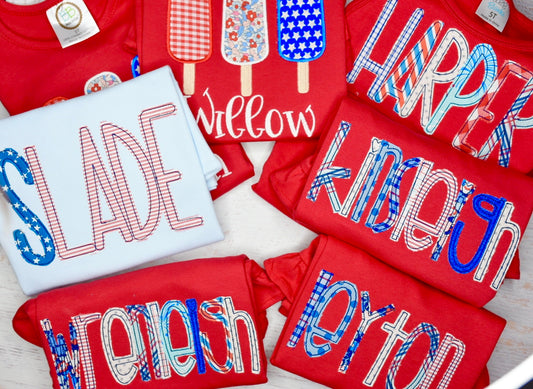 Patriotic Name Girl applique