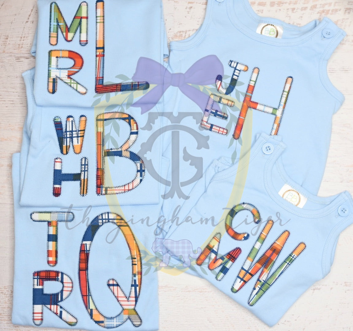 Boy Stack Monogram Boys Stacked Applique Monogram – The Gingham Tiger
